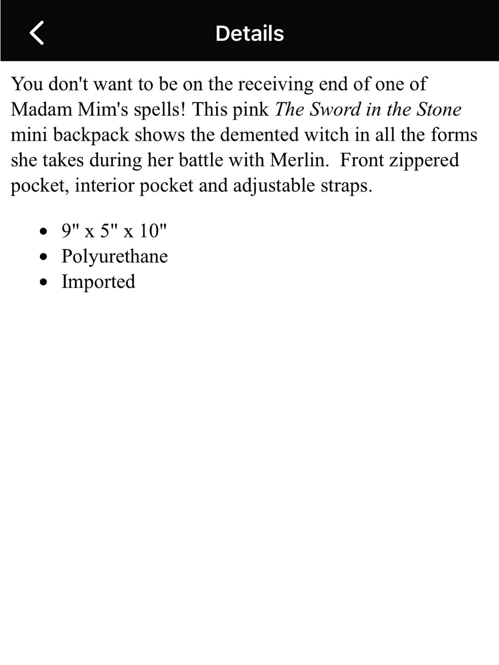 Disney Loungefly the sword in the stone madam mim mini backpack - Picture 5 of 6
